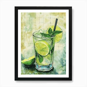 Mojito Watercolour Inspired 3 Art Print