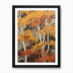 Sweet Birch 2 Vintage Autumn Tree Print  Art Print