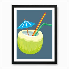 Coconut Cocktail With Umbrella Art Print