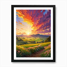 Sunset In The Field 25 Art Print