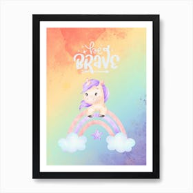 Unicorn On A Rainbow Art Print