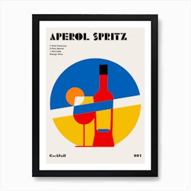 Aperol Spritz Bauhaus Cocktail Art Print Art Print