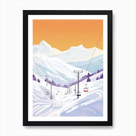 Val Thorens   France, Ski Resort Pastel Colours Illustration 1 Art Print