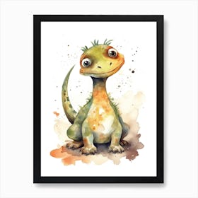 Parasaurolophus Cute Dinosaur Watercolour 6 Art Print