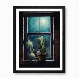 Moon Cactus On A Window  2 Art Print
