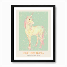 Rainbow Pastel Unicorn Storybook Style 2 Poster Art Print