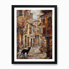 Painting Of Istanbul With A Cat In The Style Of Gustav Klimt 2 Art Print