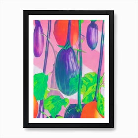 Eggplant Risograph Retro Poster vegetable Art Print