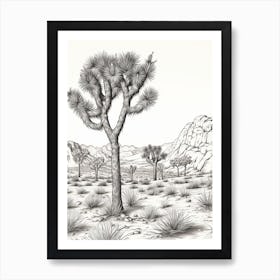  Detailed Drawing Of A Joshua Trees In Mojave Desert 1 Art Print