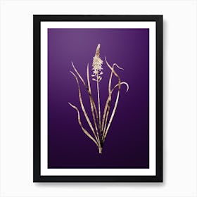 Gold Botanical Wild Asparagus on Royal Purple n.1458 Art Print