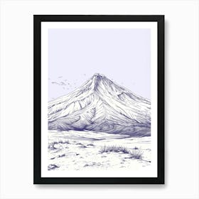 Mount Ararat Turkey Color Line Drawing (4) Art Print