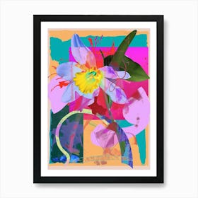 Daffodil 2 Neon Flower Collage Art Print