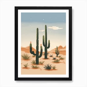 Desert Cactus Landscape Illustration 6 Art Print