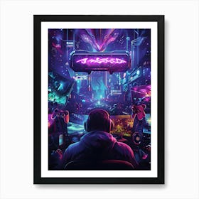 Neon Gaming City 1 Art Print