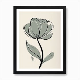 Line Art Tulips Flowers Illustration Neutral 13 Art Print