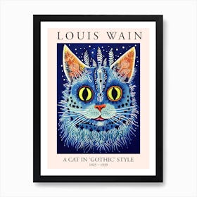 Louis Wain, A Cat In Gothic Style, Blue Cat Poster 0 Art Print