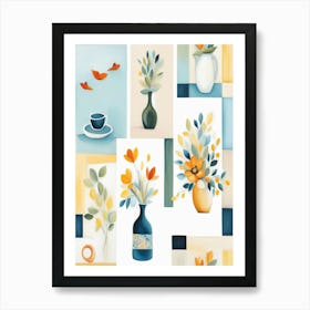 Vases And Flowers Art Print