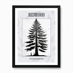 Redwood Tree Simple Geometric Nature Stencil 2 Poster Art Print