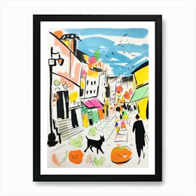 The Food Market In Porto 3 Illustration Art Print