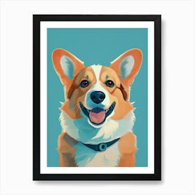 Corgi Dog Portrait Illustration Art Print