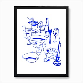 À table in blue Art Print