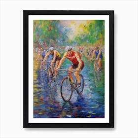 Triathlon In The Style Of Monet 2 Art Print