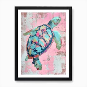 Pink Pastel Sea Turtle Painting Art Print