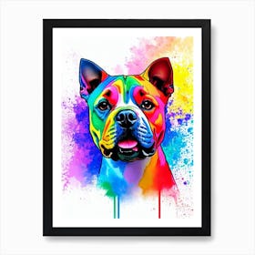 Staffordshire Bull Terrier Rainbow Oil Painting Dog Art Print