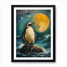 African Penguin Half Moon Island Oil Painting 4 Art Print