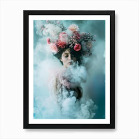 "Mystic Beauty: Flowers and Fog" Art Print