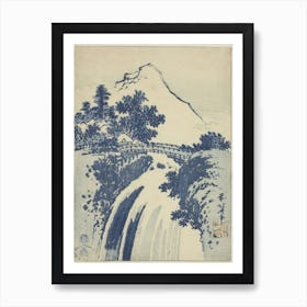 Landscape With Waterfall, Katsushika Hokusai Art Print