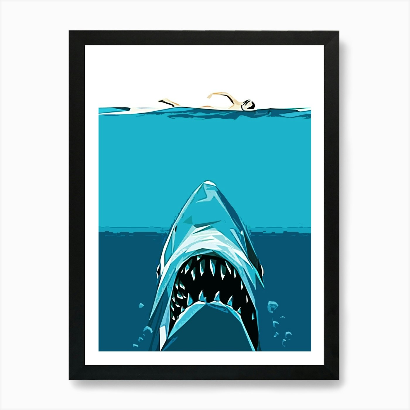 Jaws movie poster 1 Art Print Framed Wall Art Poster Canvas Print Picture - Picture 2 of 4
