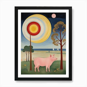 Pig In The Moonlight Art Print