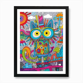 Doodle Cat Art Print