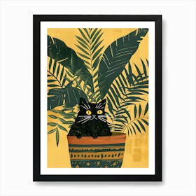 Cute Black Cat in a Plant Pot 6 Art Print