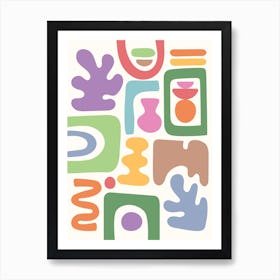 Abstract Colorful Cutout Shapes Art Print