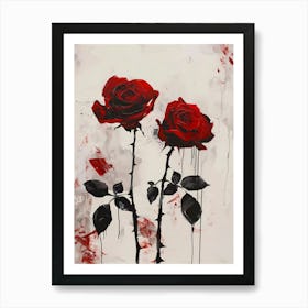 Two Red bloody Roses Art Print