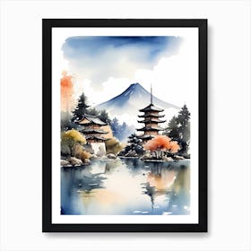 Japanese Landscape Watercolor Painting (6) 1 Art Print
