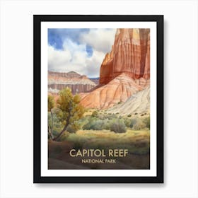 Capitol Reef National Park Watercolour Vintage Travel Poster 1 Art Print