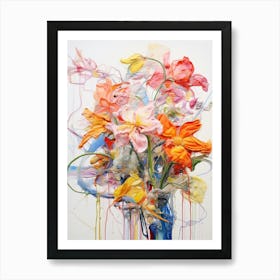 Abstract Flower Painting Bergamot 1 Art Print