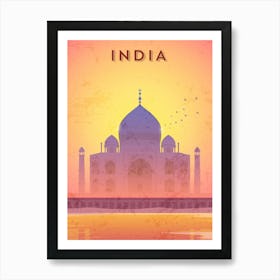 India, Taj Mahal — Retro travel minimalist poster Art Print