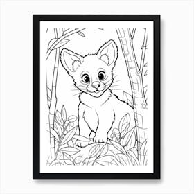 Line Art Jungle Animal Puma 2 Art Print