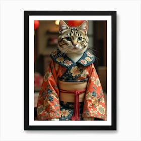 Kimono Cat 1 Art Print