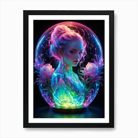 Asian Girl In A Glass Ball Art Print