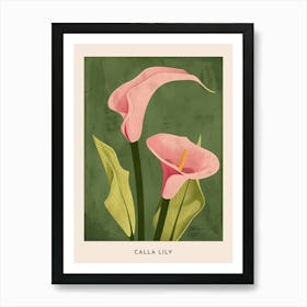 Pink & Green Calla Lily 1 Flower Poster Art Print