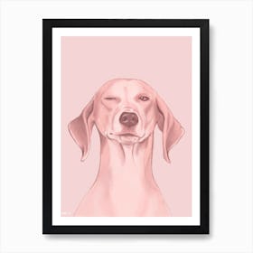 Winking Dog Print Art Print