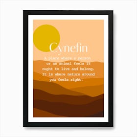 Welsh Cynefin Orange Landscape Art Print