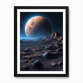 Glowing Moon With Craters Simp Art Print Art Print