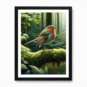 Robin In The Forest 2 AI Art Print