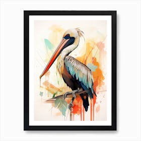 Bird Painting Collage Brown Pelican 1 Art Print